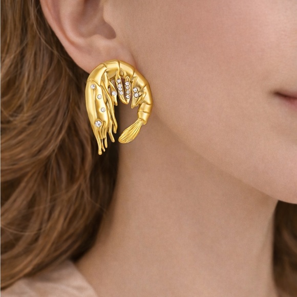 Anthropologie Jewelry - Gold Shrimp Crystal Earrings